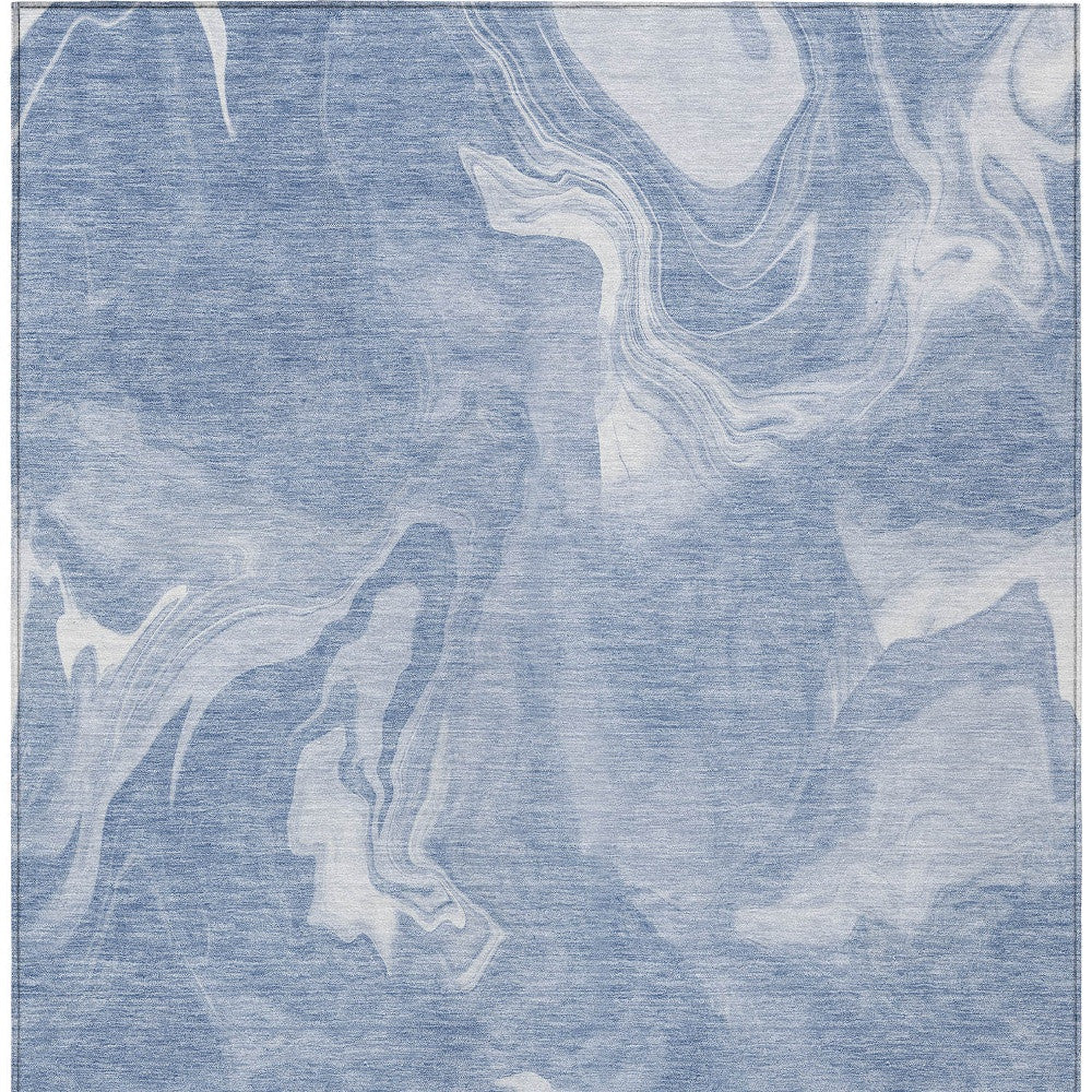 8' X 10' Blue And Sky Blue Abstract Washable Indoor Outdoor Area Rug