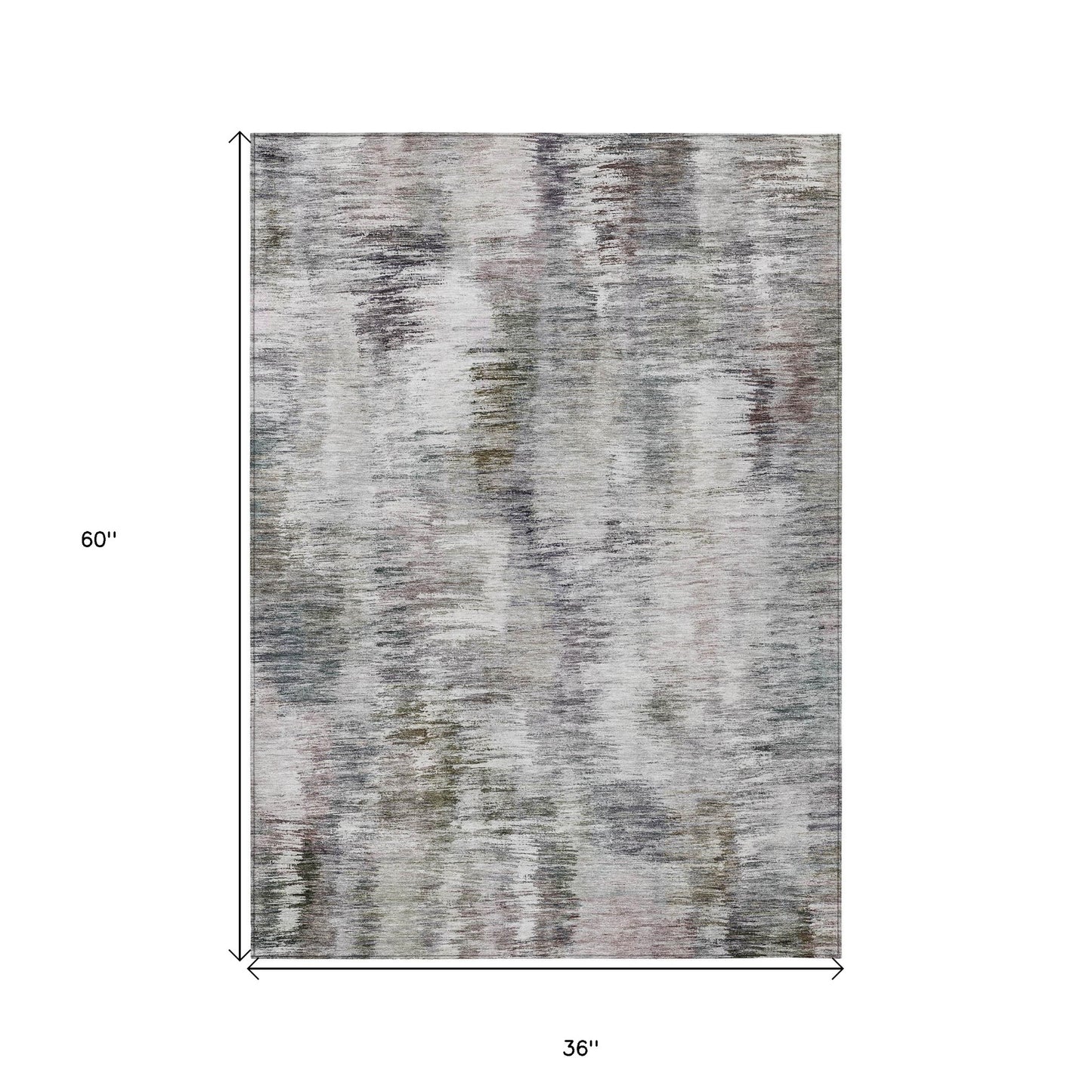 3' X 5' Taupe Gray And Silver Abstract Washable Indoor Outdoor Area Rug