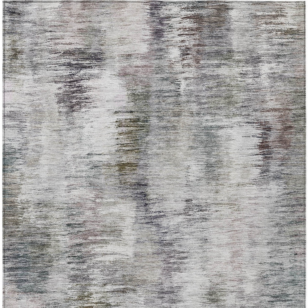3' X 5' Taupe Gray And Silver Abstract Washable Indoor Outdoor Area Rug