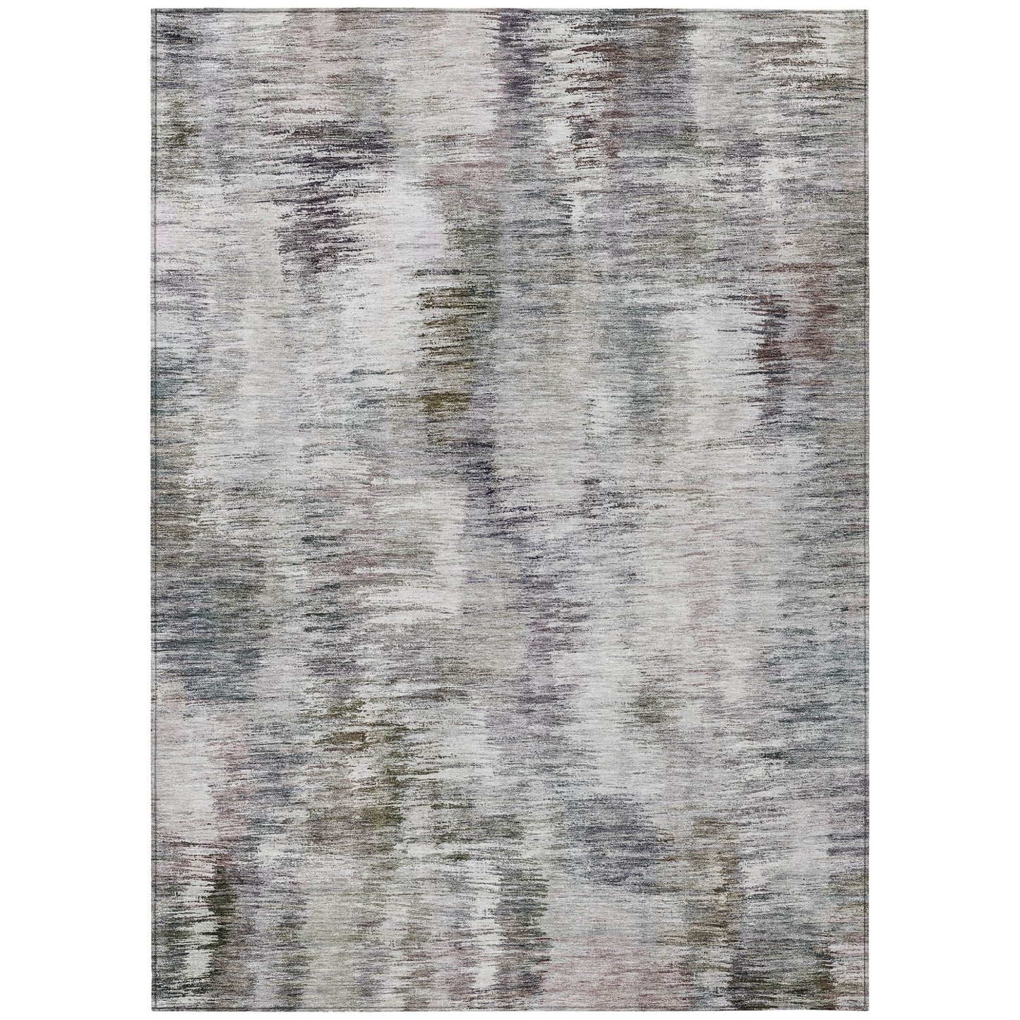 3' X 5' Taupe Gray And Silver Abstract Washable Indoor Outdoor Area Rug